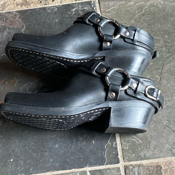 Frye Black Leather Mules with Silver Accents - Picture 2 of 8